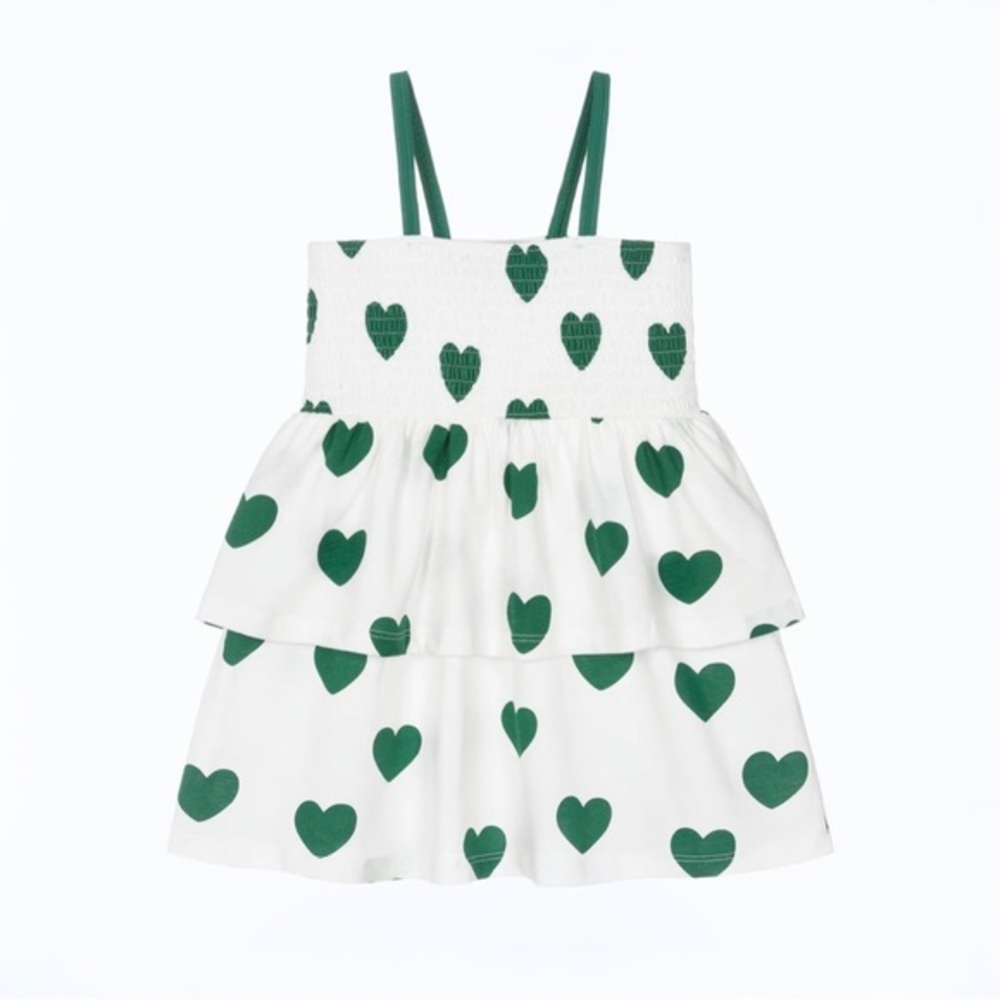 MINI RODINI GIRLS HEART PRINT COTTON DRESS